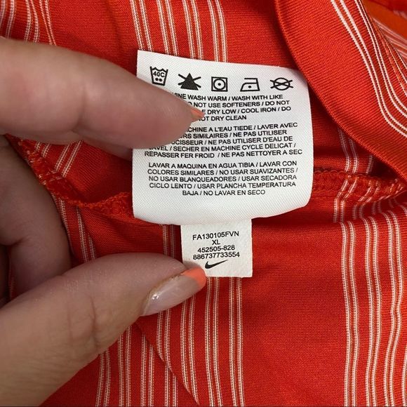 Orange Nike Golf Polo short sleeve shirt striped Size XL - Picture 8 of 8